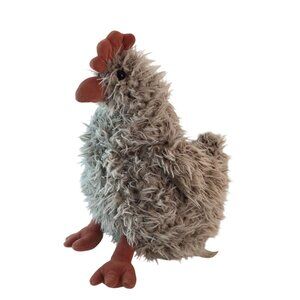 Walmart Frosted Brown Rooster Plush 14" Stuffed Animal Toy Long Fur Chicken